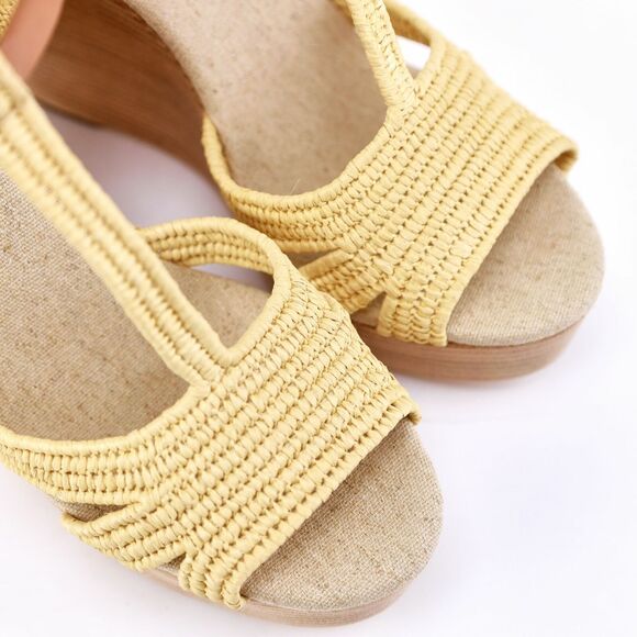 NIB Tory Burch Royal Tan Carina Straw Wedges Sandals 9.5 - Picture 2 of 12